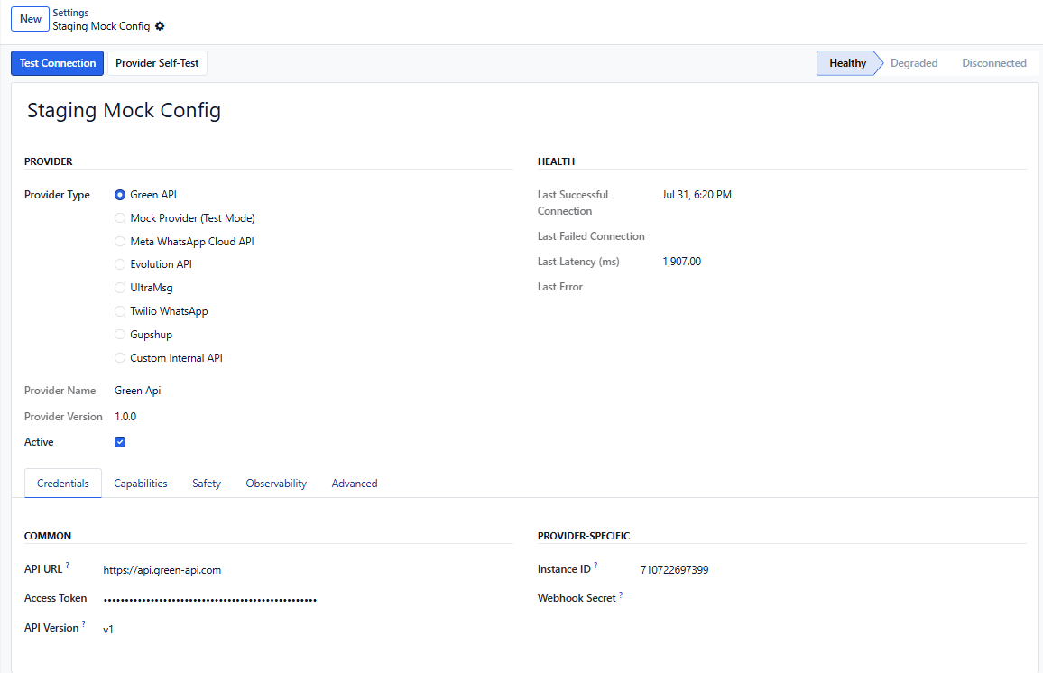 Runtime Settings — provider configuration and messaging preferences